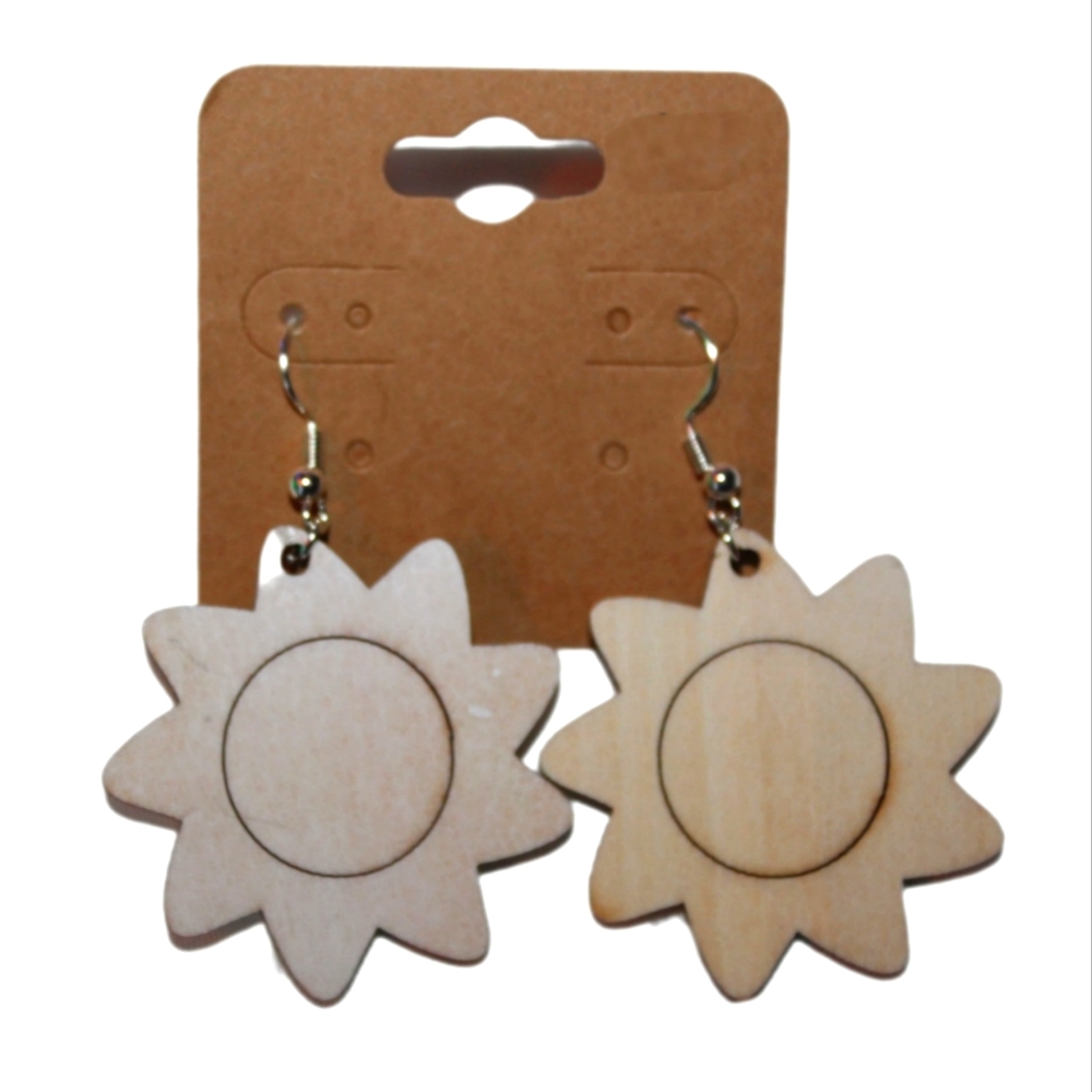 Wooden Sunflower Earrings